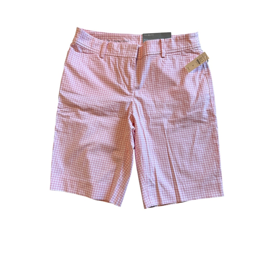 Talbots‎ Perfect Short 9.5 Pink White Gingham Check Petite 2P New NWT